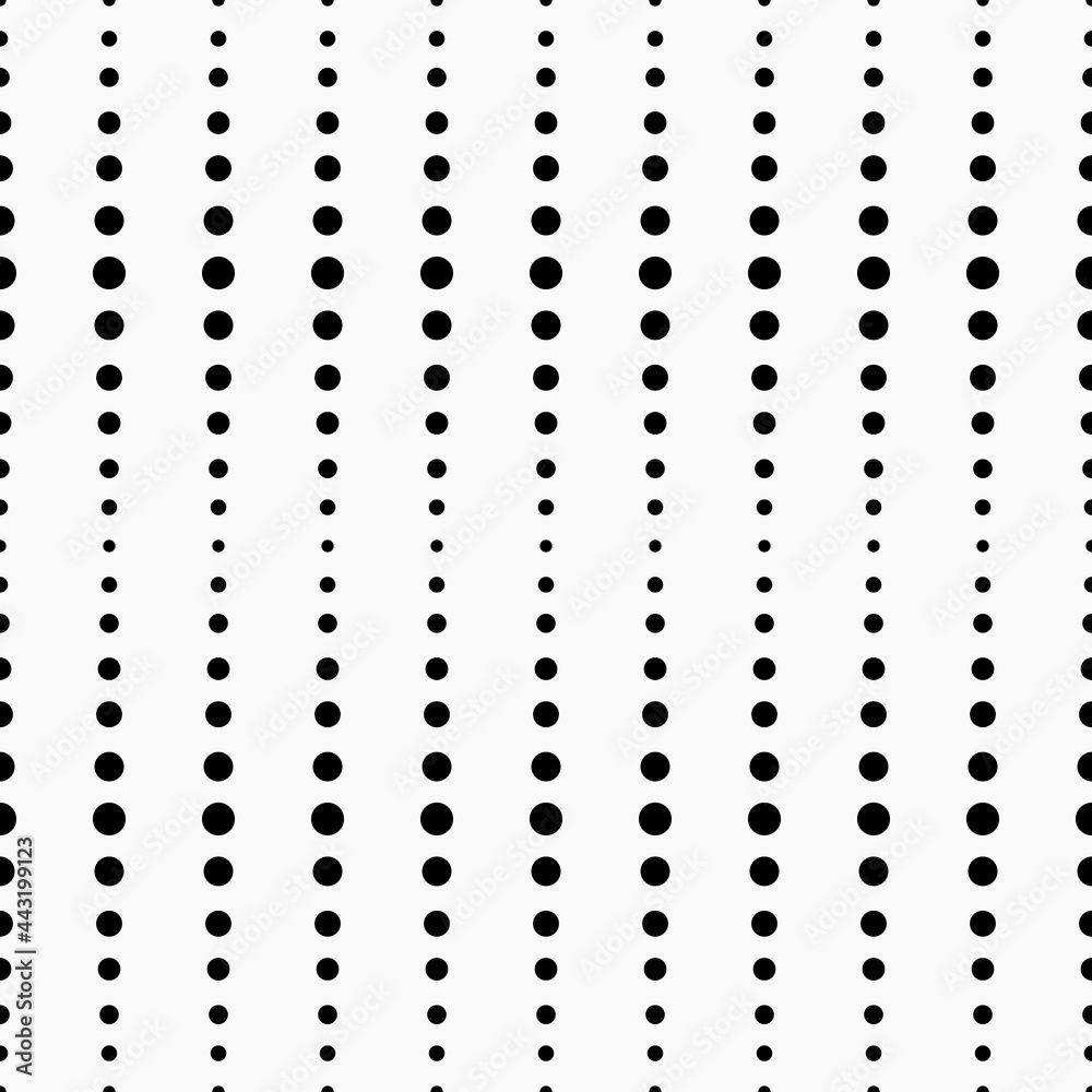 Poster Slowly changing size circles. Black seamless circles and white background. Vector minimal pattern circles.