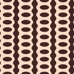 Black ovals and columns pattern. Seamless ornament in vector.