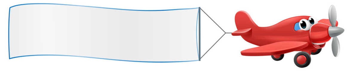 Airplane Pulling Banner Cartoon Character