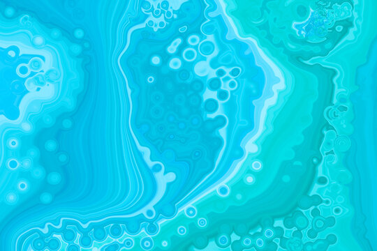 Marble blue abstract background. Turquoise pattern digital imitation in ocean water style.