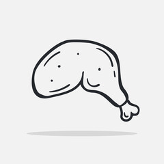 Hand drawn Chicken leg icon Design Template. vector sketch doodle illustration. Outline style. Perfect for food concepts, diet infographics, icons or web design, street restaurants menu