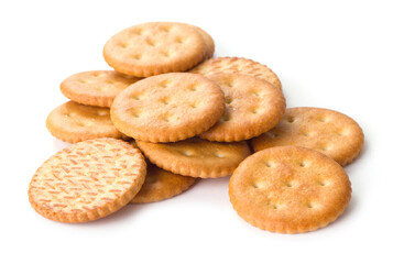 heap of crackers isolated on white background