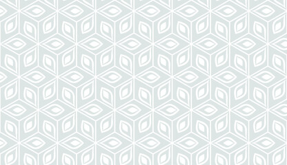 Floral geometric seamless pattern. Gray and white ornament. Fabric for ornament, wallpaper, packaging, vector background
