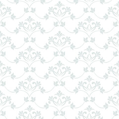 Naklejka premium Damask seamless vector background. baroque style pattern. Gray and white floral element. Graphic ornate pattern for wallpaper, fabric, packaging, wrapping. Damask flower ornament.