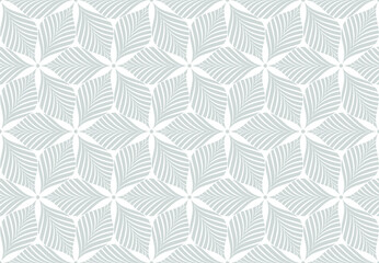 Vector illustration of geometric leaves seamless pattern. gray and white floral organic background.