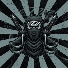 Ninja artwork illustration design logo © Ario