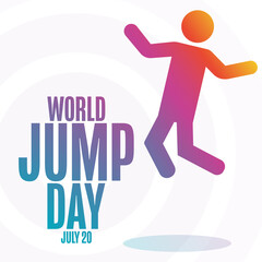 World Jump Day. July 20. Holiday concept. Template for background, banner, card, poster with text inscription. Vector EPS10 illustration.