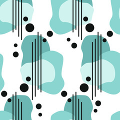 Seamless pattern abstraction shapeless colored spots lines and circles