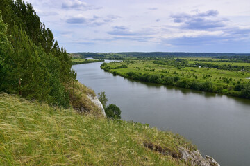 Panorama of the Sylva river and the river valley from the Sorokinskaya mountain