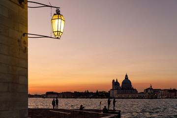 Basilica di Santa Maria della Salute at sunset.