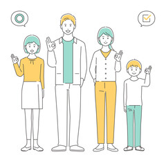 家族　了解する夫婦と子どもたち　全身