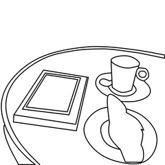 vector illustration of book graphic design, food, cup, plate, spoon on the table