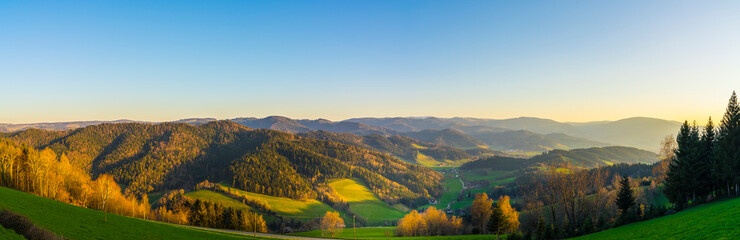 Germany, XXL Panorama view above hiking nature landscape of schwarzwald black forest tourism region...