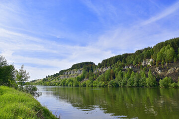 Fototapeta na wymiar Mount Sorokinskaya on the right bank of the Sylva River