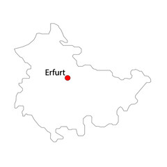 Bundesland Türingen in weiß mit landeshauptstadt Erfurt