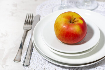 table setting option with apple, top view