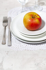 table setting option with apple, vertical
