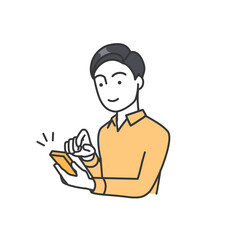 男性ビジネスパーソンがスマートフォンを操作しているイラスト