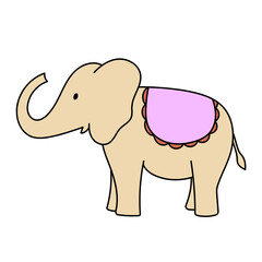 Fototapeta premium Hand drawn vector illustration of cute baby elephant standing, Isolated on white background