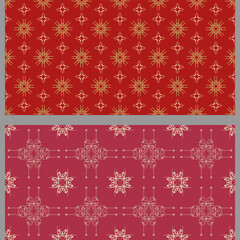 Abstract background patterns with decorative elements. Set. Used colors: red, brown, wallpaper. Seamless pattern, texture. Vector image