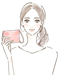 感染症対策でマスクを携帯する女性　化粧崩れしない