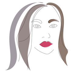 girl face line drawing sketch, picture, isolated, vector