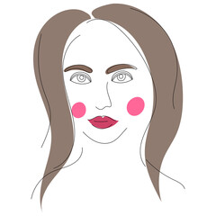 portrait of a girl line drawing sketch, painting