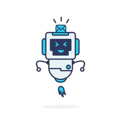 very happy robot cute character simple illustration with message