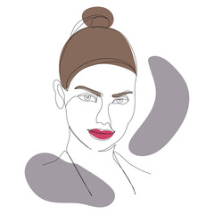 girl face line drawing sketch, picture