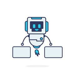 Very smile happy with two white board cute character simple illustration