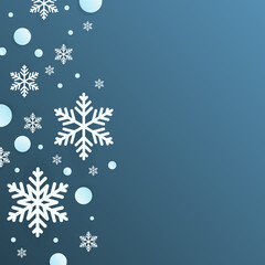 Fototapeta na wymiar Snowflakes symbol in Christmas holidays with copy space for text isolated on blue background, illustration vector EPS 10