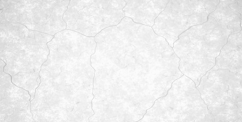 Crack light gray concrete texture. Broken cement wall or floor background with cracks, scratches and chips. Horizontal stone grunge texture. 3d realistic vector illustration.