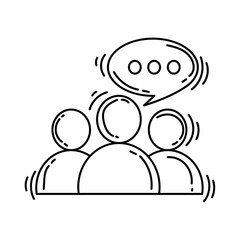 E-commerce discussion icon. hand drawn icon set, outline black, doodle icon, vector icon