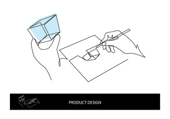 One continuous line art describes product design concept. Also good for   3d modeling and sketching