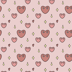 Vector seamless pattern with hearts on a pink background