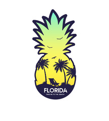 Pineapple Florida stylish graphic t-shirt vector design, typography. Design for poster, print on the theme of summer.