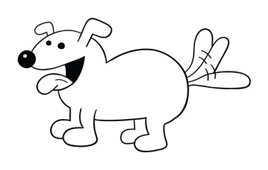 Cartoon dog is happy and wagging its tail, vector illustration