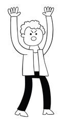 Cartoon man angry and shouting, vector illustration