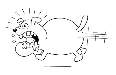 Cartoon angry and big dog running, vector illustration