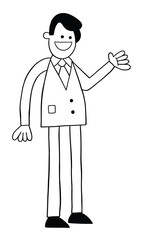 Cartoon happy businessman standing, vector illustration