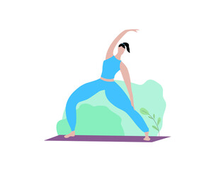 Fototapeta premium vector yoga, illustration of yoga on a white background, asanas and exercises with a girl, flat and cartoon illustration of yoga