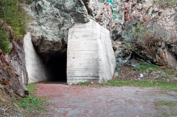 One of the 14 galleries on the trekking path between Brusson and Col De Joux in Val D'Ayas, Aosta, Italy. 