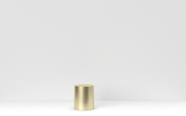 Golden brass cylinder display with white display