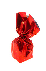 chocolate candies in wrapper isolated
