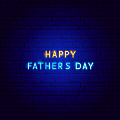 Obraz premium Happy Fathers Day Neon Text