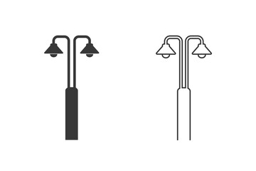 Street lamp icon set in flat style. Vector