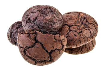 Fototapeta premium Chocolate brownie cookies with crack on white background.
