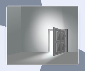 Open room inside home door with spotlight shadow on floor vector illustration