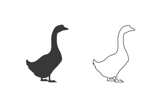 Goose vector silhouette icon set. Vector