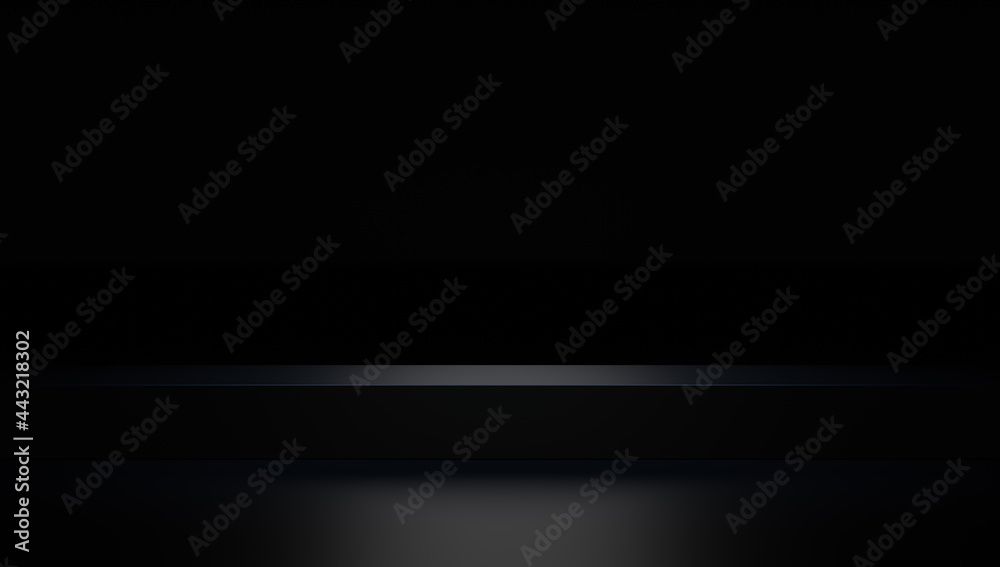 Poster simple dark podium platform for product presentation. 3d render. 3d illustration.